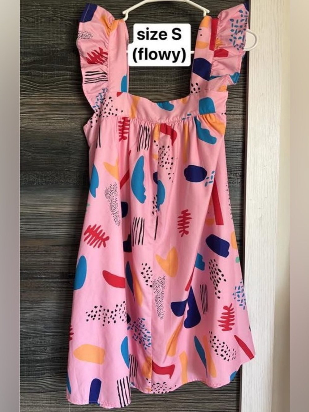 Women’s Pink Abstract Print Flow Dress